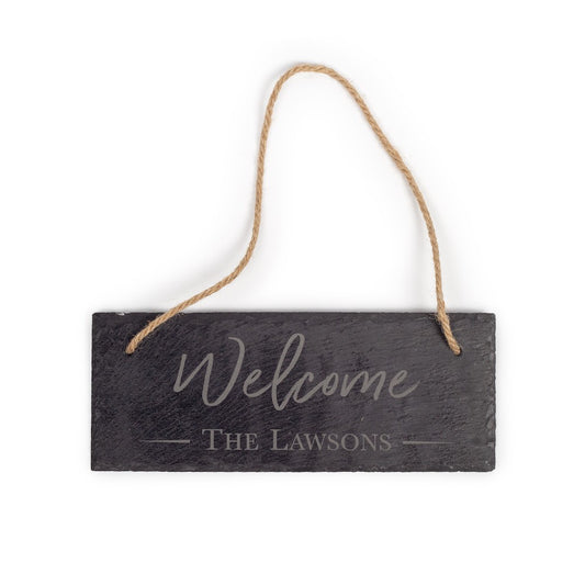 Personalized Rectangular Hanging Slate Sign (9.85 x 3.95)