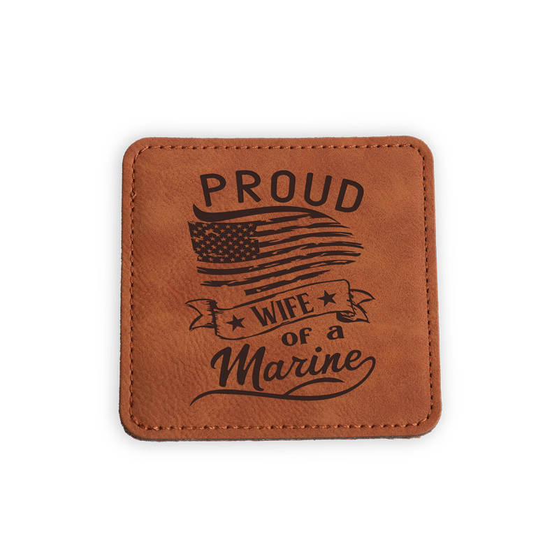 Personalized Leather Square Coaster Set