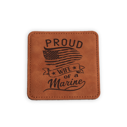 Personalized Leather Square Coaster Set