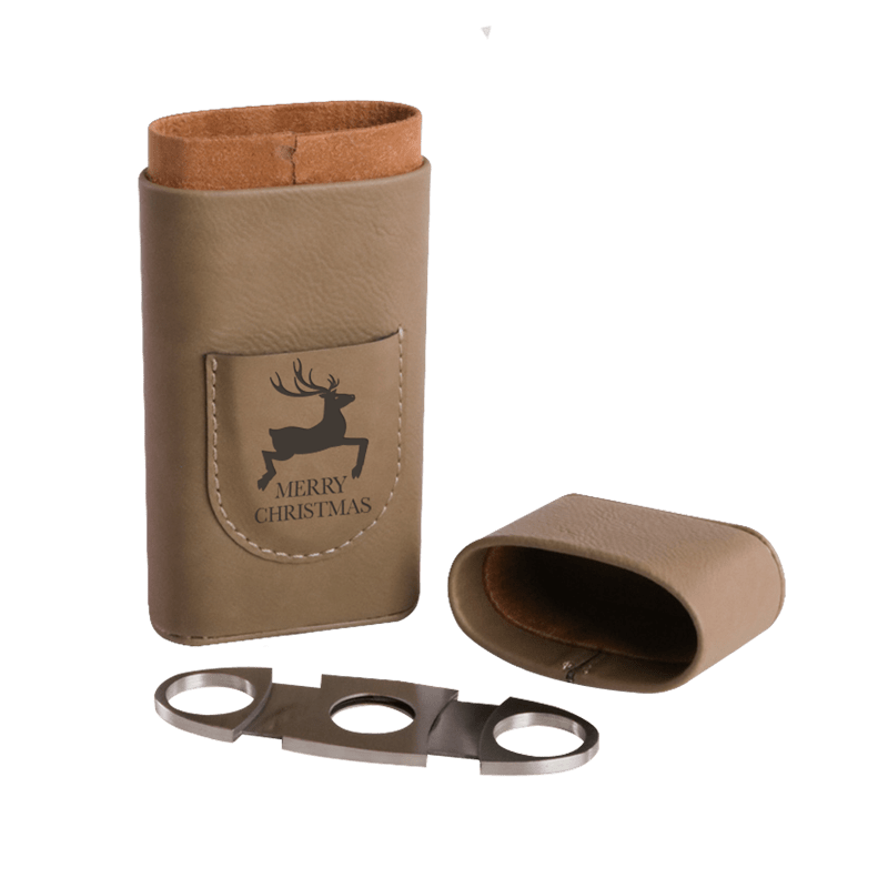 Personalized Leather Cigar Holder With Cutter