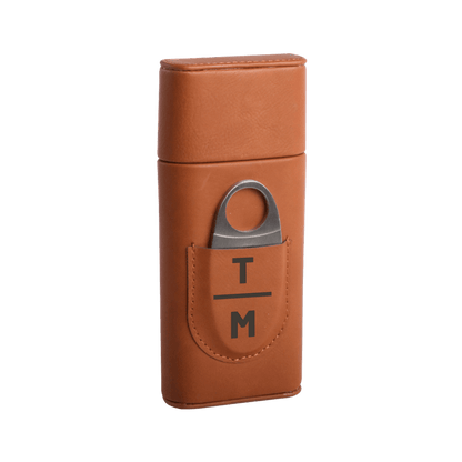 Personalized Leather Cigar Holder With Cutter