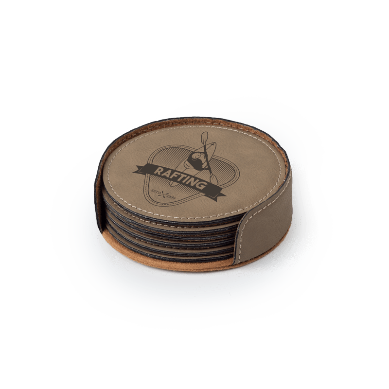 Personalized Leather Round Coaster Set