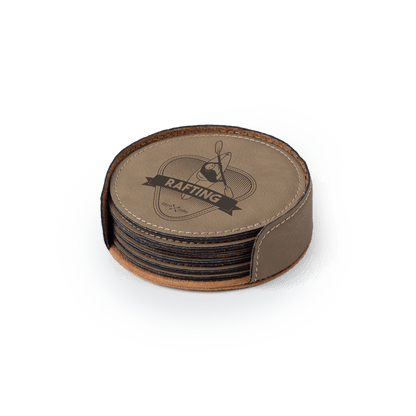 Personalized Leather Round Coaster Set