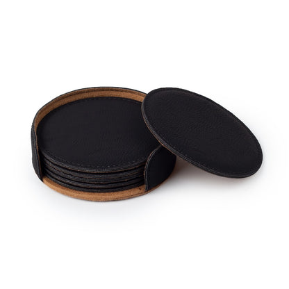 Personalized Leather Round Coaster Set